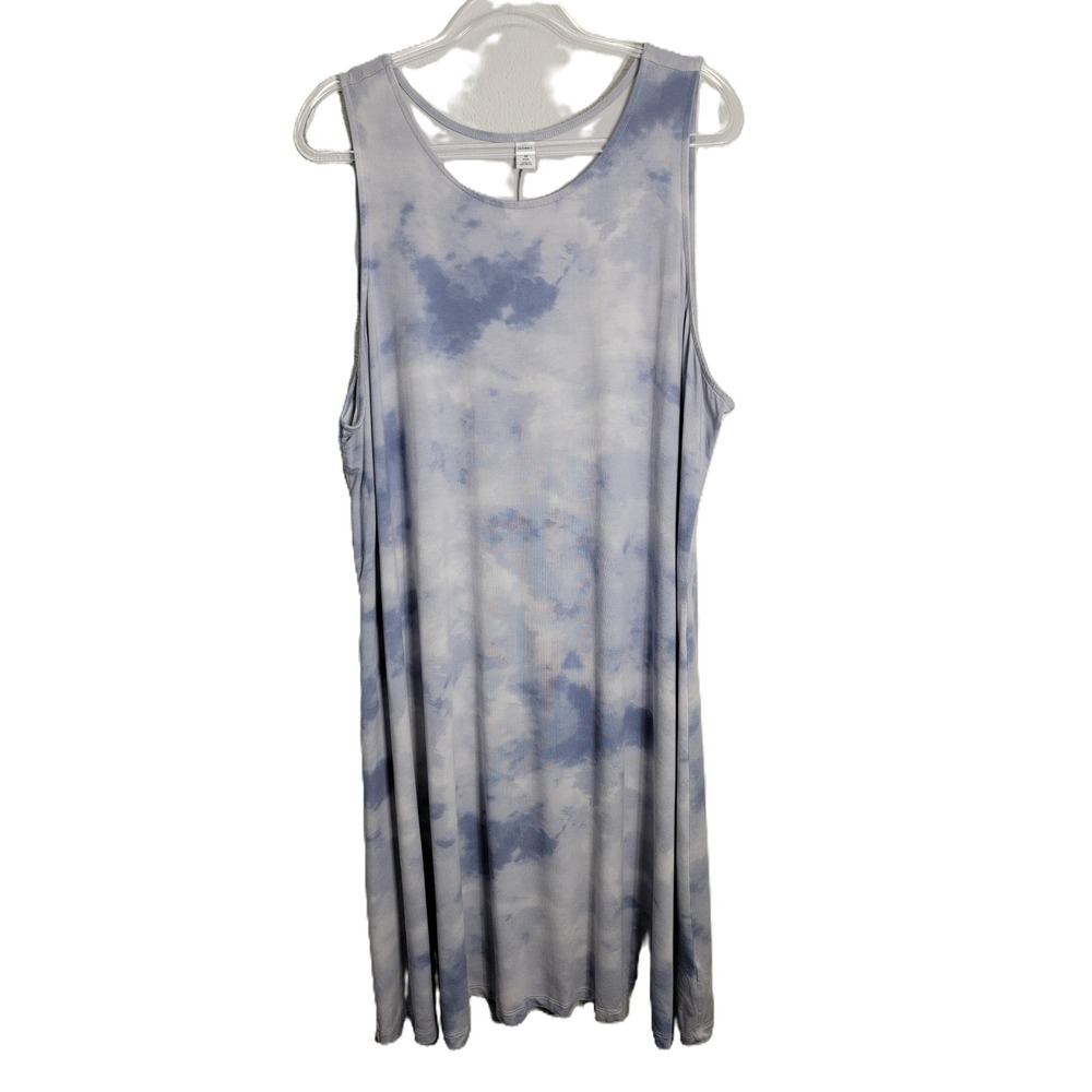 Old Navy Womens 3X Blue Tie Dye‎ Sleeveless Swing Dress Scoop Neck Pullover Soft